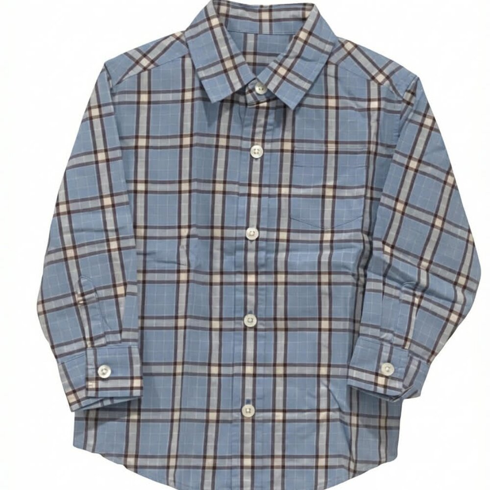 Gymboree NWT Blue & Purple Plaid Long‑Sleeve Shirt Size 8